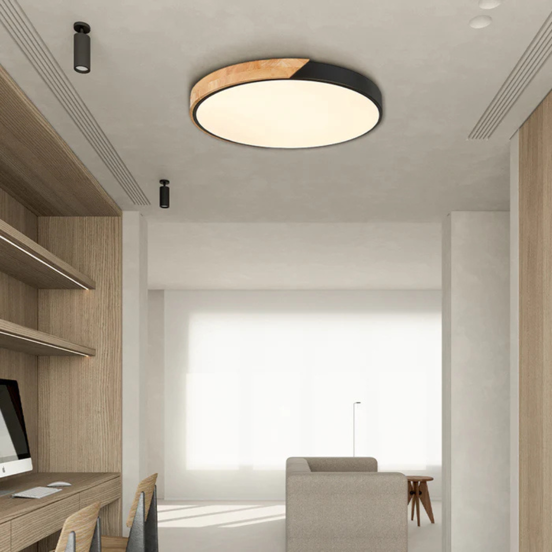 LED Ceiling Lamp with Scandinavian Design in Wood & Acrylic