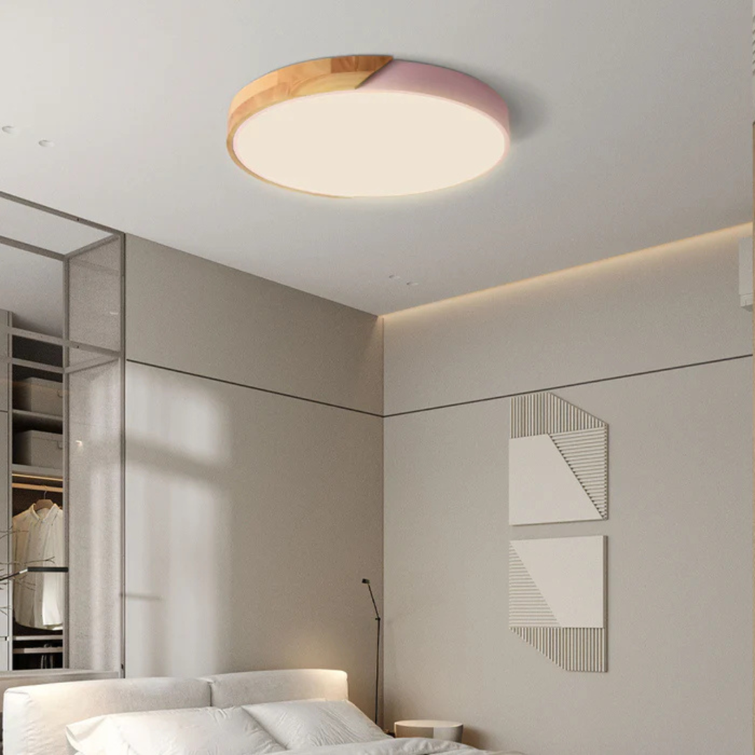 LED Ceiling Lamp with Scandinavian Design in Wood & Acrylic
