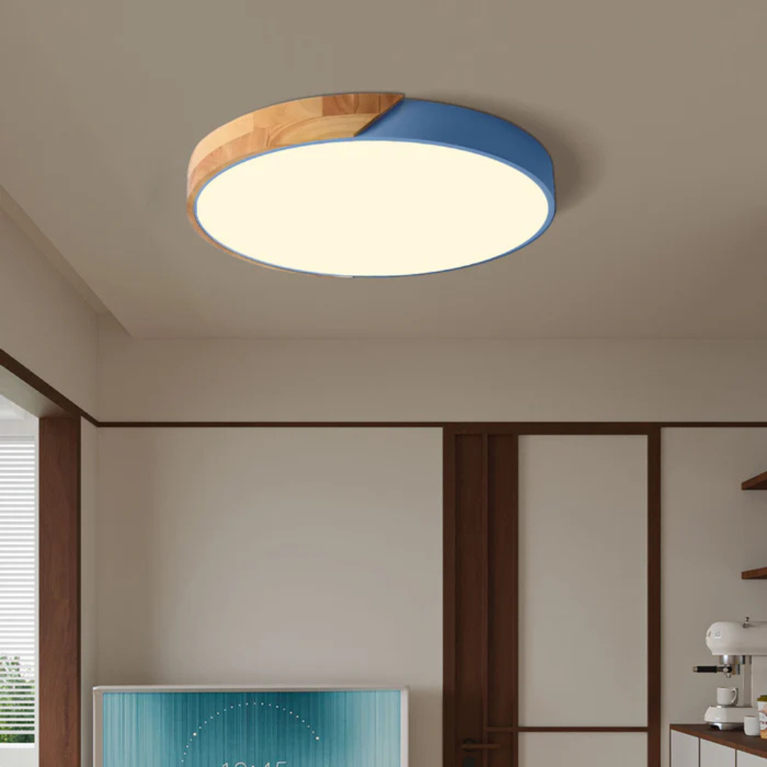 LED Ceiling Lamp with Scandinavian Design in Wood & Acrylic