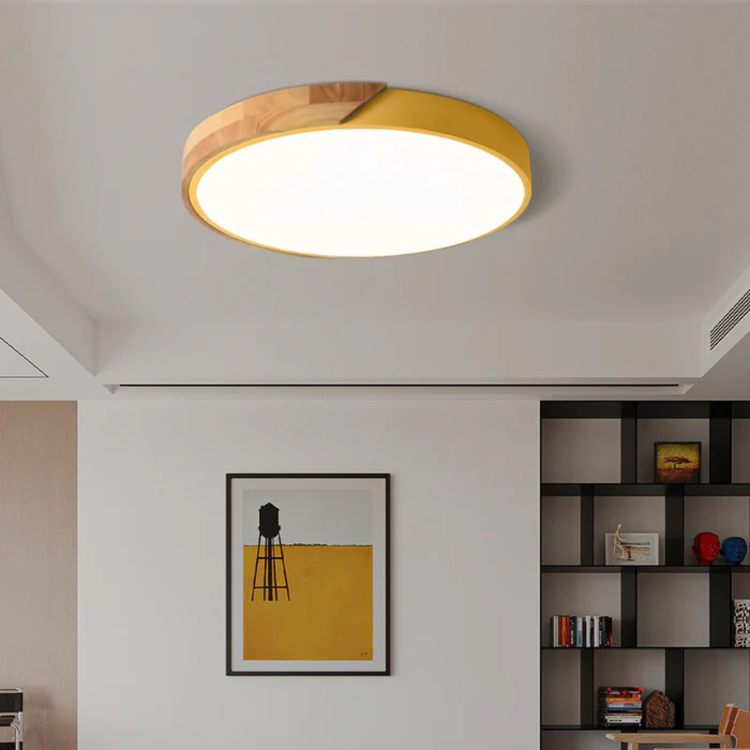 LED Ceiling Lamp with Scandinavian Design in Wood & Acrylic