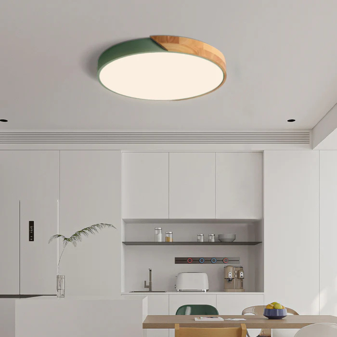 LED Ceiling Lamp with Scandinavian Design in Wood & Acrylic