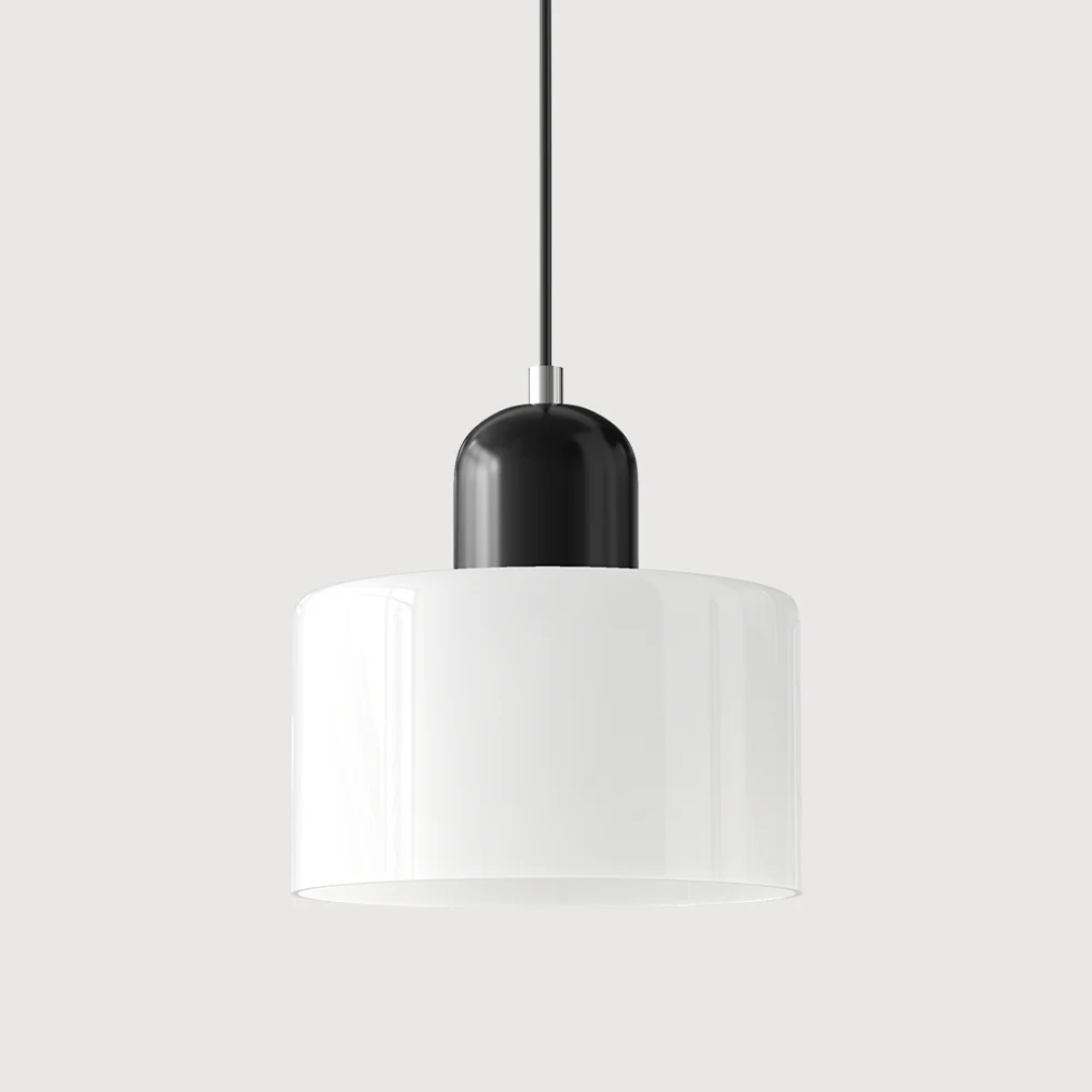 Retro Pendant Lamp with Orange Glass Shade & Green Top