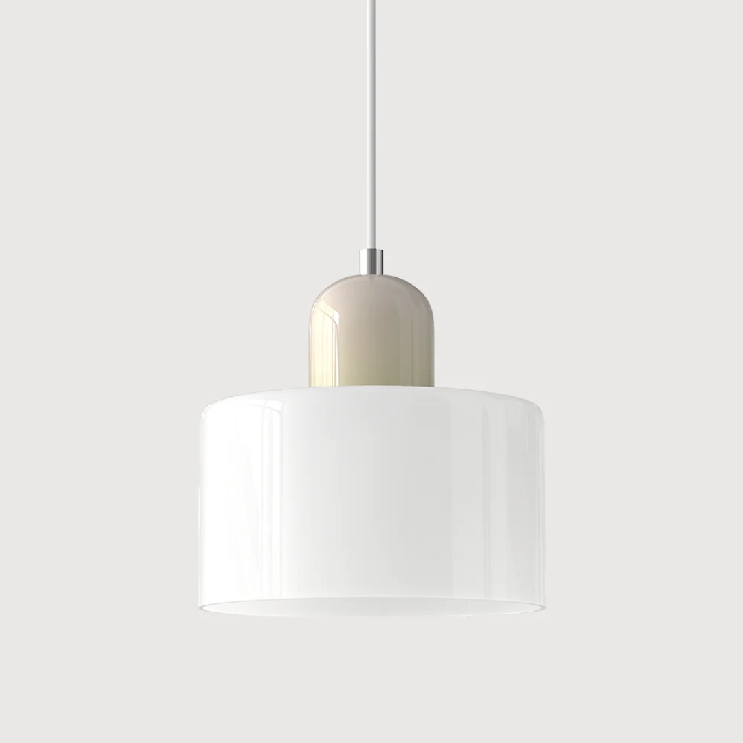 Retro Pendant Lamp with Orange Glass Shade & Green Top