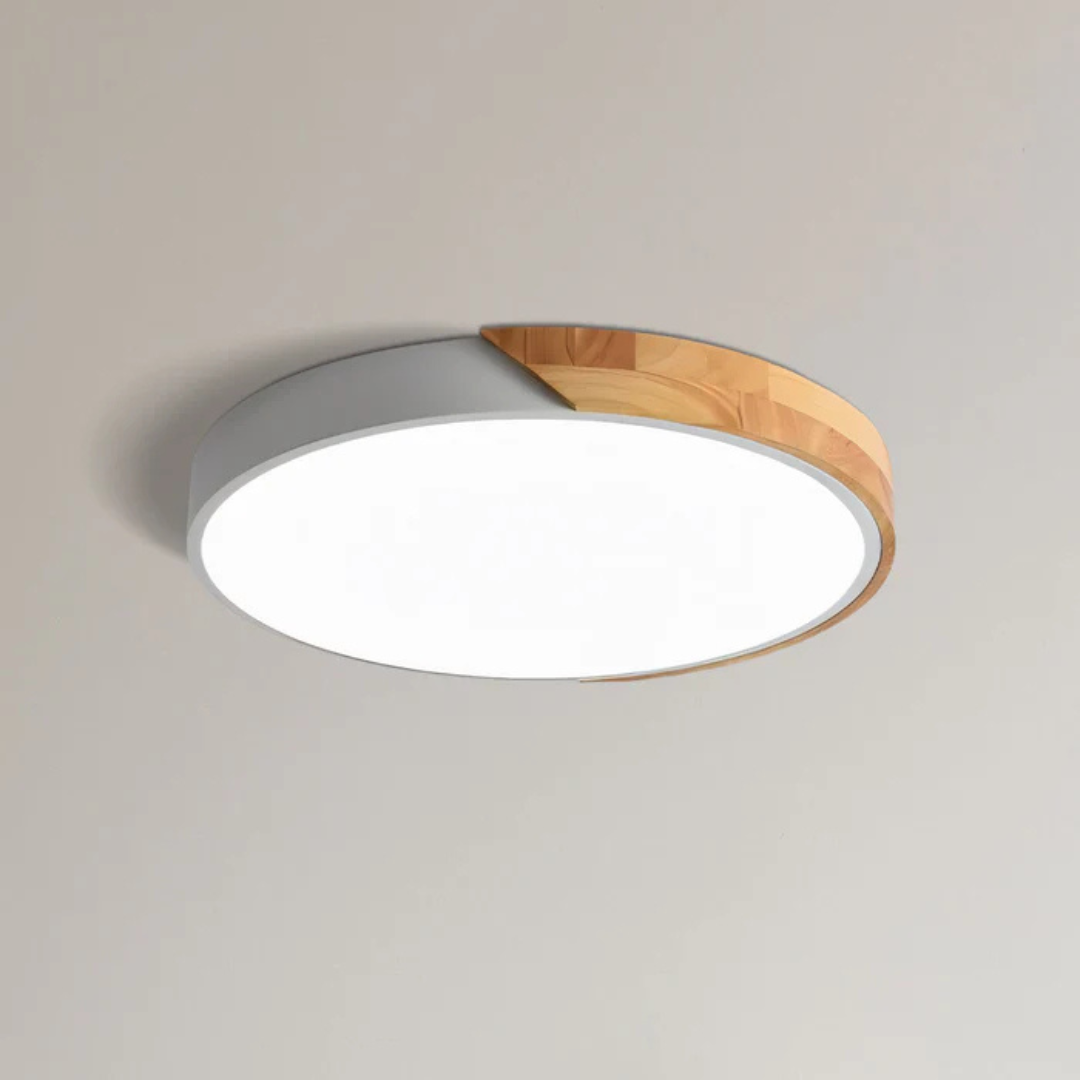 LED Ceiling Lamp with Scandinavian Design in Wood & Acrylic
