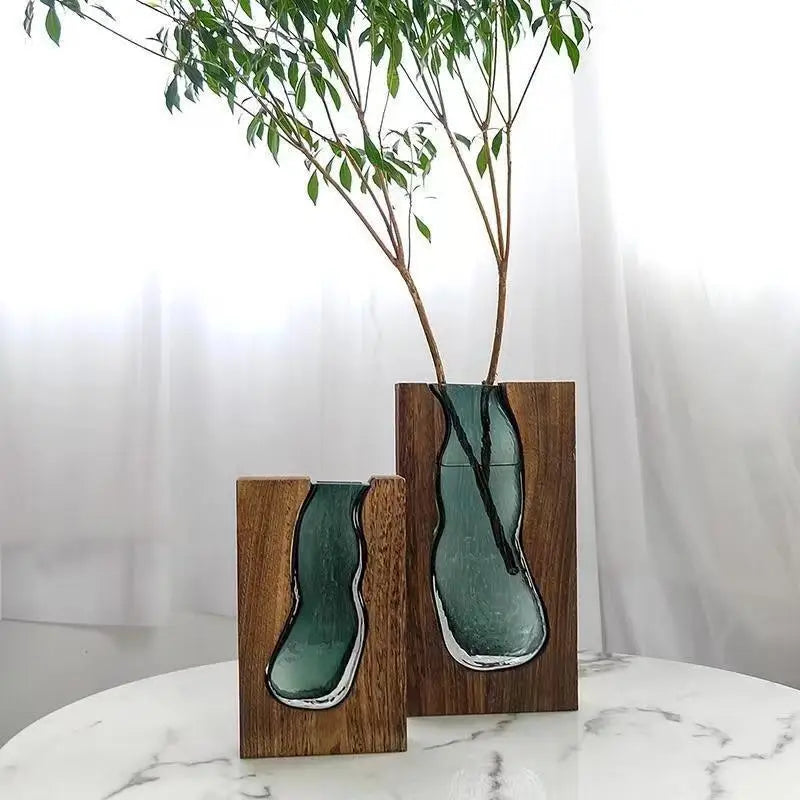 Thalia Glass & Wood Vase