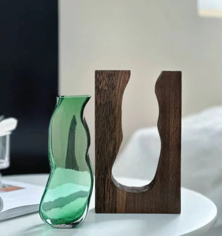 Thalia Glass & Wood Vase